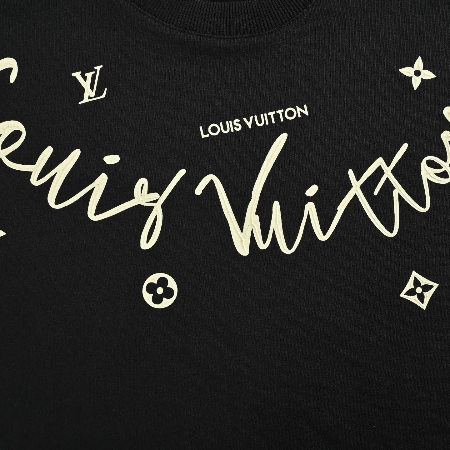 Louis Vuitton/Louis Vuitton 25Fw cursive signature letter print crew neck sweatshirt